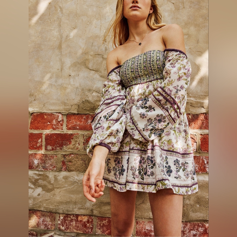Free People Afternoon Delight Purple and green Dress Size Small
